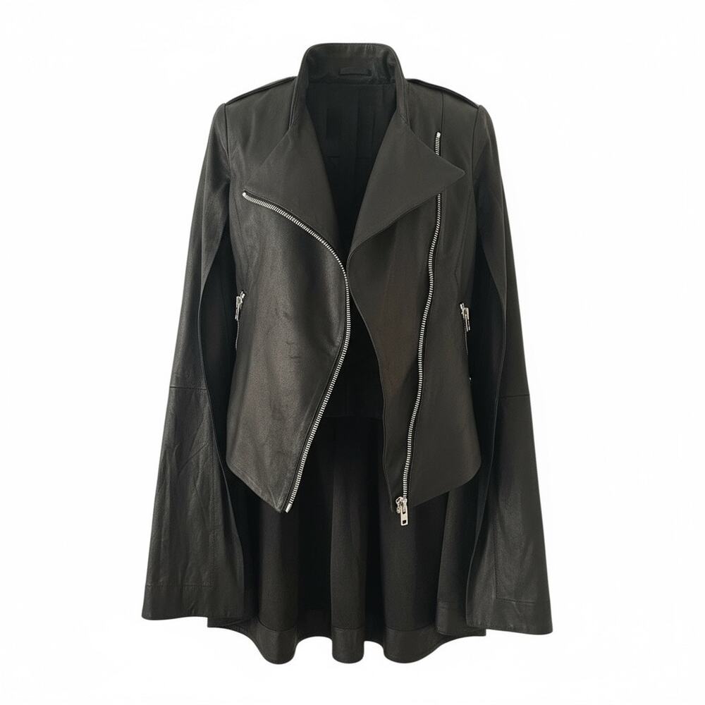 rare Gareth Pugh Biker Vest w/ Cape Black Leather Jacket IT 36 XS Y2K Archive